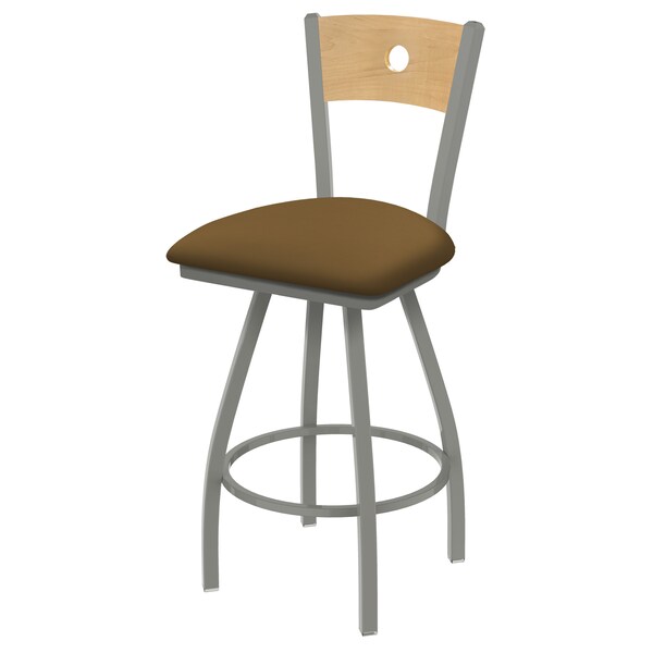 30" Swivel Counter Stool, SS Finish, Nat Back, Canter Saddle Seat